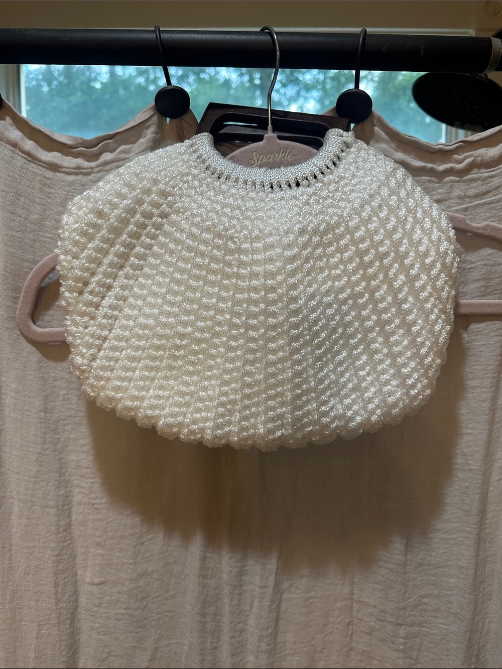 Sparkle White crocheted Round Evening Clutch